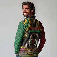 Vanuatu Language Week Long Sleeve Polo Shirt Boar Tusk Warrior Tribal Floral Pattern