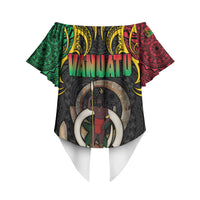 Vanuatu Language Week Off Shoulder Wrap Waist Top Boar Tusk Warrior Tribal Floral Pattern DT05 - Polynesian Pride