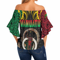 Vanuatu Language Week Off Shoulder Wrap Waist Top Boar Tusk Warrior Tribal Floral Pattern DT05 - Polynesian Pride