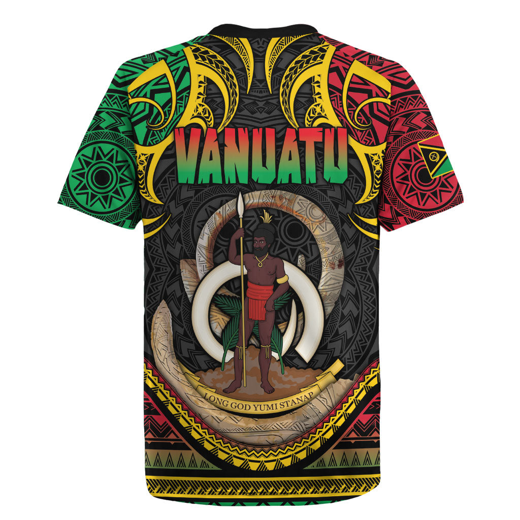 Vanuatu Language Week Rugby Jersey Boar Tusk Warrior Tribal Floral Pattern