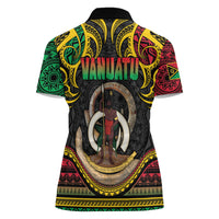 Vanuatu Language Week Women Polo Shirt Boar Tusk Warrior Tribal Floral Pattern