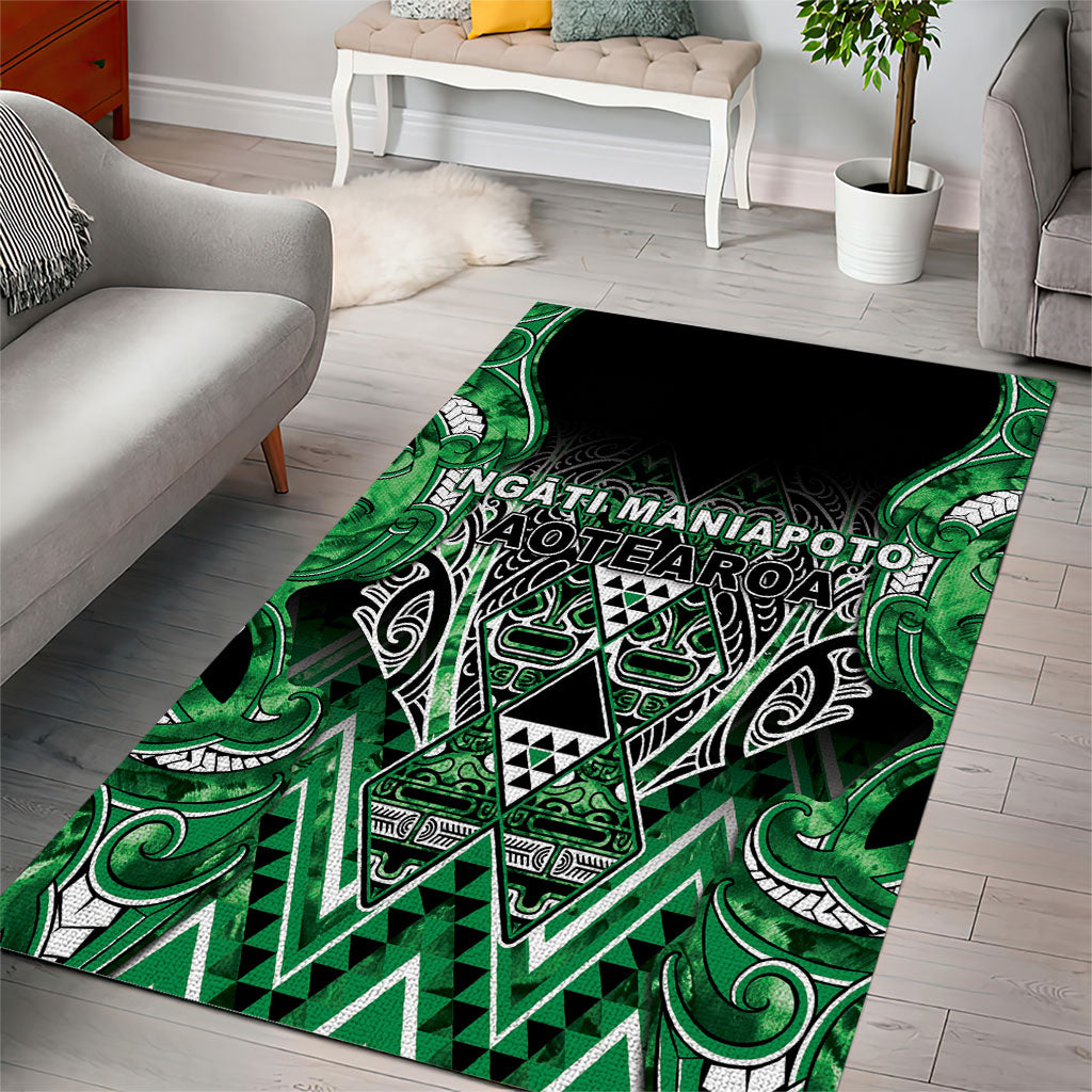Aotearoa Ngati Maniapoto Area Rug Maori Tribal Green Paua Shell Pattern DT05 - Polynesian Pride