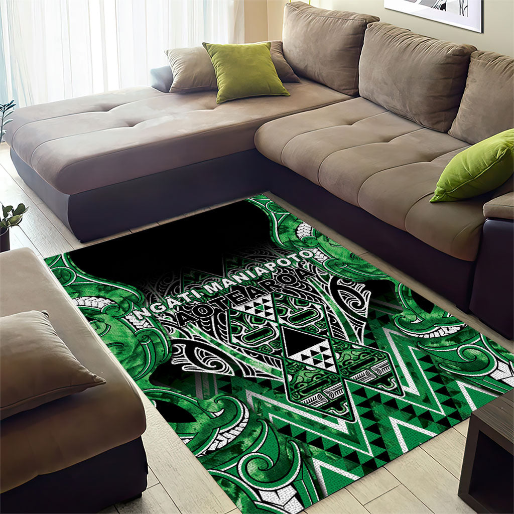 Aotearoa Ngati Maniapoto Area Rug Maori Tribal Green Paua Shell Pattern DT05 - Polynesian Pride