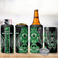 Aotearoa Ngati Maniapoto 4 in 1 Can Cooler Tumbler Maori Tribal Green Paua Shell Pattern DT05 - Polynesian Pride