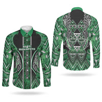 Aotearoa Ngati Maniapoto Couples Matching Tank Maxi Dress and Long Sleeve Button Shirt Maori Tribal Green Paua Shell Pattern DT05 - Polynesian Pride