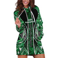 Aotearoa Ngati Maniapoto Hoodie Dress Maori Tribal Green Paua Shell Pattern DT05 Green - Polynesian Pride