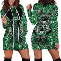 Aotearoa Ngati Maniapoto Hoodie Dress Maori Tribal Green Paua Shell Pattern DT05 - Polynesian Pride