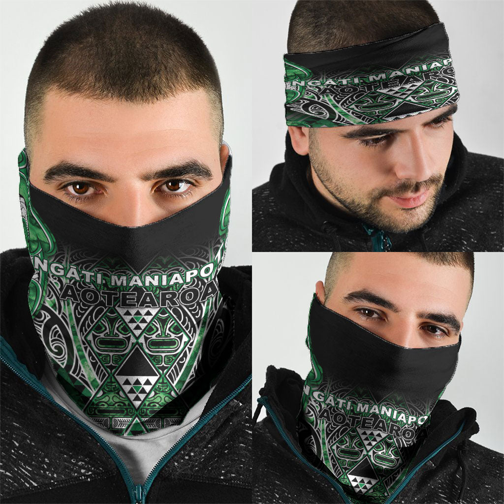 Aotearoa Ngati Maniapoto Neck Gaiter Maori Tribal Green Paua Shell Pattern DT05 - Polynesian Pride
