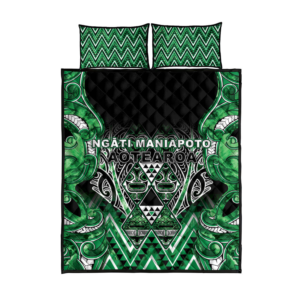 Aotearoa Ngati Maniapoto Quilt Bed Set Maori Tribal Green Paua Shell Pattern DT05 - Polynesian Pride