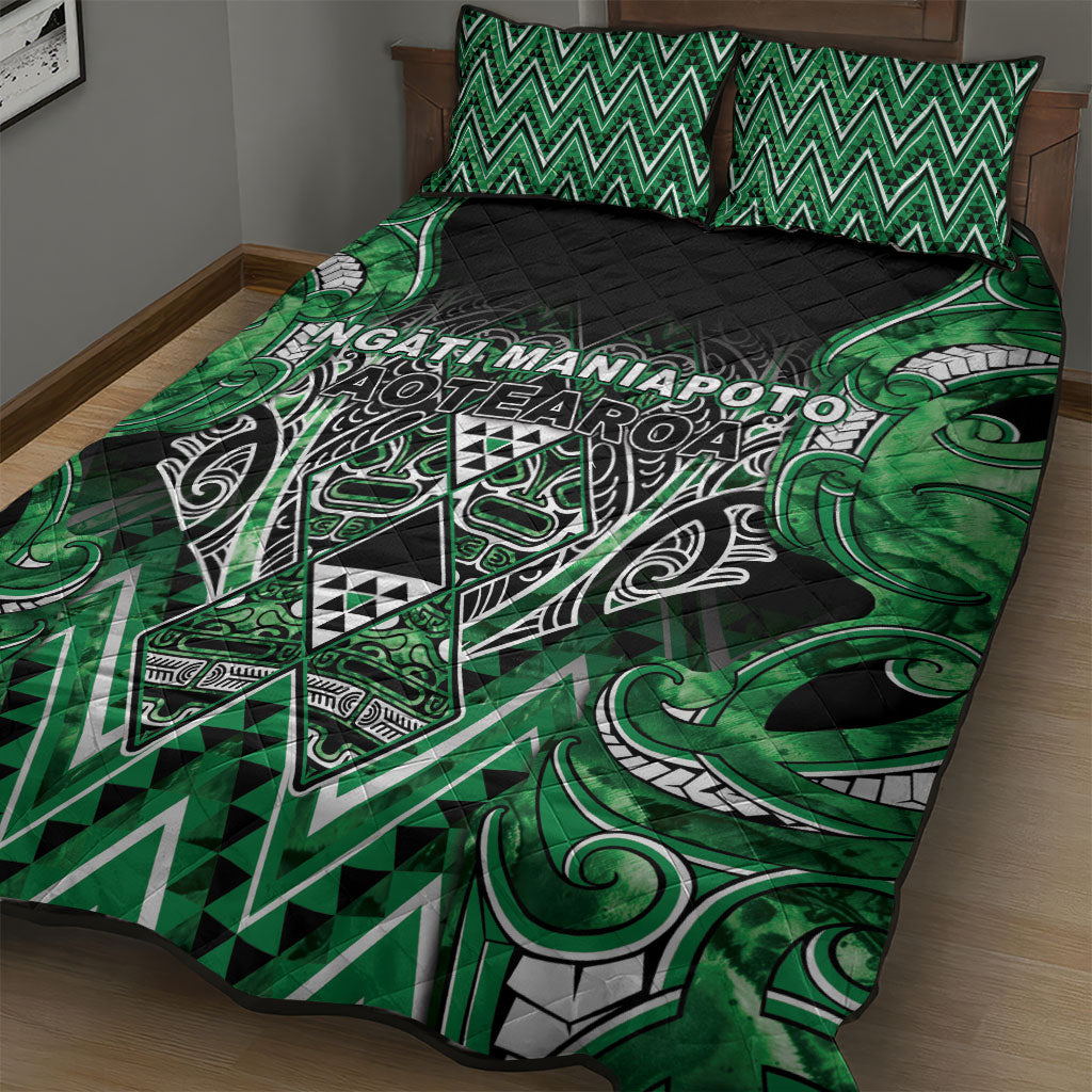 Aotearoa Ngati Maniapoto Quilt Bed Set Maori Tribal Green Paua Shell Pattern DT05 - Polynesian Pride