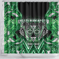 Aotearoa Ngati Maniapoto Shower Curtain Maori Tribal Green Paua Shell Pattern DT05 - Polynesian Pride