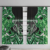 Aotearoa Ngati Maniapoto Window Curtain Maori Tribal Green Paua Shell Pattern DT05 With Hooks Green - Polynesian Pride