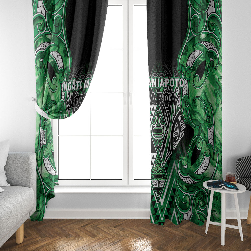 Aotearoa Ngati Maniapoto Window Curtain Maori Tribal Green Paua Shell Pattern DT05 - Polynesian Pride