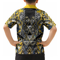 Aotearoa Ngati Raukawa Hawaiian Shirt Maori Tribal Yellow And Navy Paua Shell Pattern DT05 - Polynesian Pride