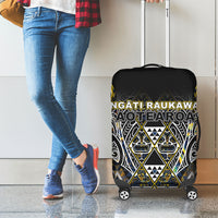 Aotearoa Ngati Raukawa Luggage Cover Maori Tribal Yellow And Navy Paua Shell Pattern DT05 - Polynesian Pride