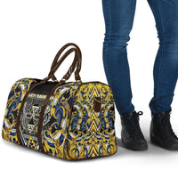 Aotearoa Ngati Raukawa Travel Bag Maori Tribal Yellow And Navy Paua Shell Pattern DT05 - Polynesian Pride
