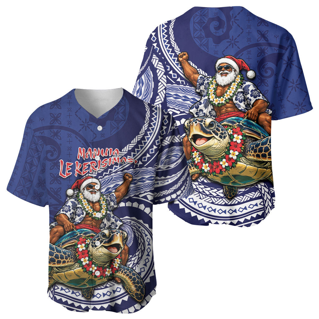 Samoa Christmas Baseball Jersey Santa Riding Sea Turtle DT05 - Polynesian Pride