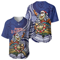Samoa Christmas Baseball Jersey Santa Riding Sea Turtle DT05 - Polynesian Pride