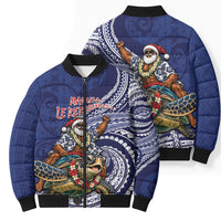 Samoa Christmas Bomber Puffer Jacket Santa Riding Sea Turtle DT05 - Polynesian Pride