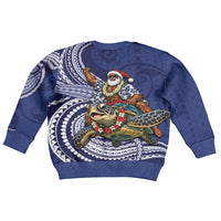 Samoa Christmas Kid Ugly Christmas Sweater Santa Riding Sea Turtle DT05 - Polynesian Pride