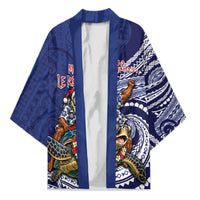 Samoa Christmas Kimono Santa Riding Sea Turtle DT05 Unisex Navy - Polynesian Pride