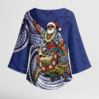 Samoa Christmas Kimono Sleeve Blouse Santa Riding Sea Turtle DT05 - Polynesian Pride