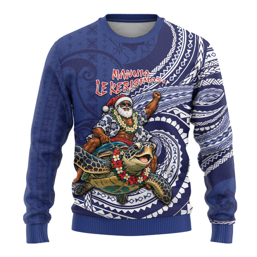 Samoa Christmas Ugly Christmas Sweater Santa Riding Sea Turtle DT05 - Polynesian Pride