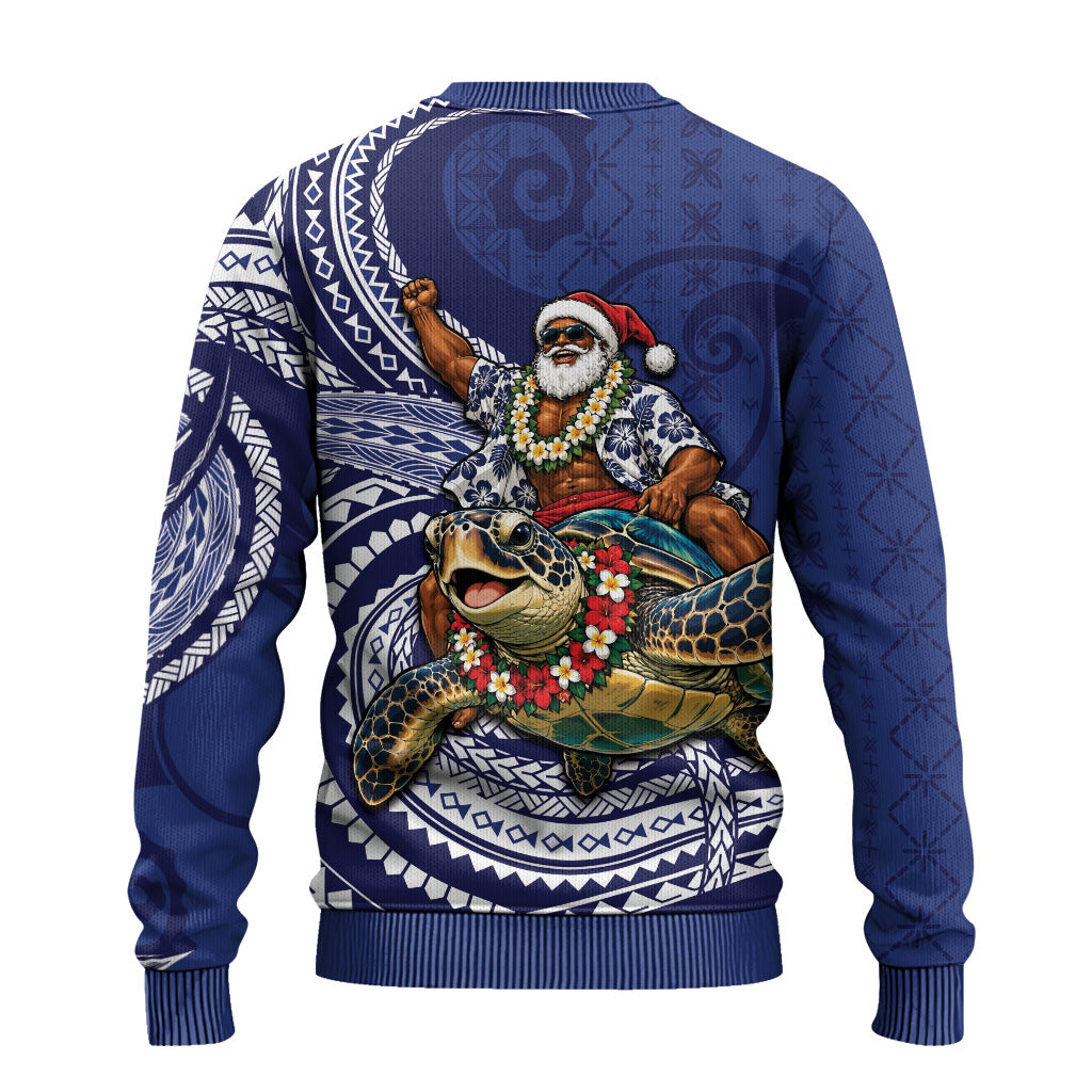 Samoa Christmas Ugly Christmas Sweater Santa Riding Sea Turtle DT05 - Polynesian Pride