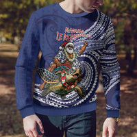Samoa Christmas Ugly Christmas Sweater Santa Riding Sea Turtle DT05 - Polynesian Pride