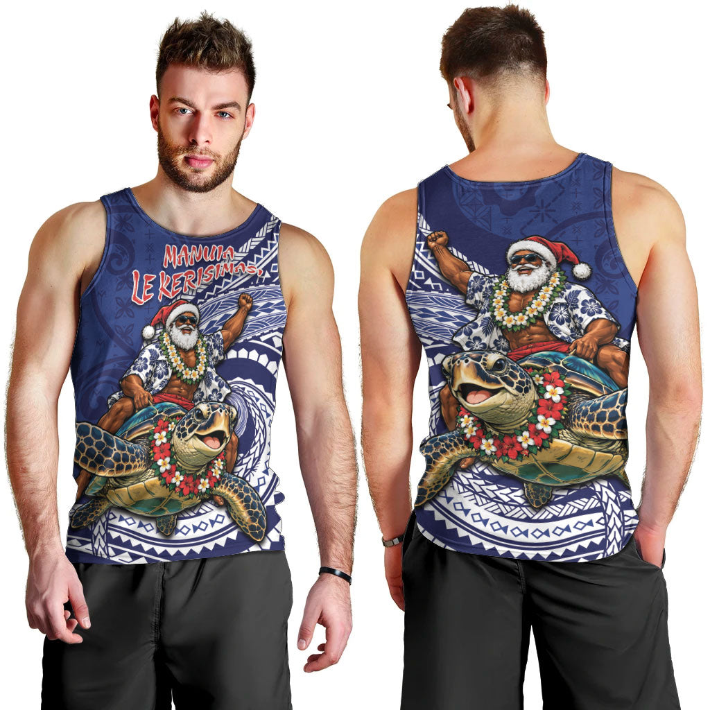 Samoa Christmas Men Tank Top Santa Riding Sea Turtle DT05 - Polynesian Pride