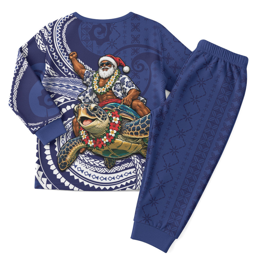 Samoa Christmas Pajama Set Santa Riding Sea Turtle DT05 - Polynesian Pride