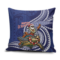 Samoa Christmas Pillow Cover Santa Riding Sea Turtle DT05 Navy - Polynesian Pride