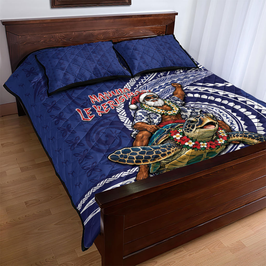 Samoa Christmas Quilt Bed Set Santa Riding Sea Turtle DT05 - Polynesian Pride