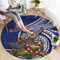 Samoa Christmas Round Carpet Santa Riding Sea Turtle DT05 - Polynesian Pride