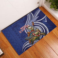 Samoa Christmas Rubber Doormat Santa Riding Sea Turtle DT05 - Polynesian Pride