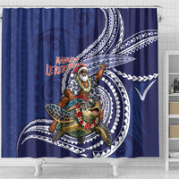 Samoa Christmas Shower Curtain Santa Riding Sea Turtle DT05 - Polynesian Pride