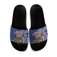 Samoa Christmas Slide Sandals Santa Riding Sea Turtle DT05 Navy - Polynesian Pride