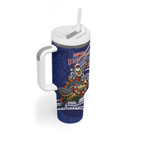 Samoa Christmas Tumbler With Handle Santa Riding Sea Turtle DT05 - Polynesian Pride