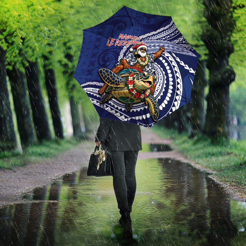 Samoa Christmas Umbrella Santa Riding Sea Turtle DT05 - Polynesian Pride