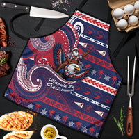 American Samoa Christmas Apron Santa Riding Bald Eagle DT05 Navy - Polynesian Pride