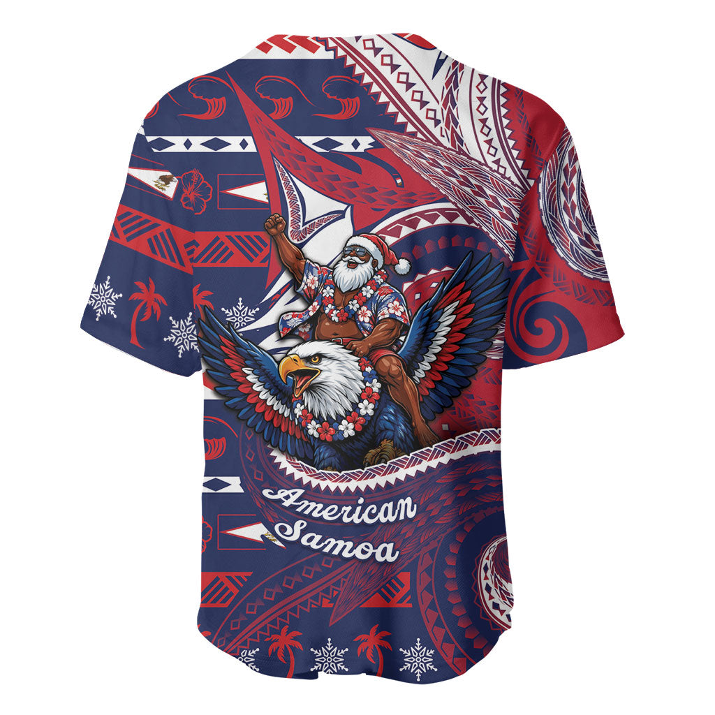 American Samoa Christmas Baseball Jersey Santa Riding Bald Eagle DT05 - Polynesian Pride