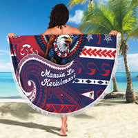 American Samoa Christmas Beach Blanket Santa Riding Bald Eagle DT05 - Polynesian Pride