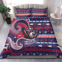 American Samoa Christmas Bedding Set Santa Riding Bald Eagle DT05 - Polynesian Pride