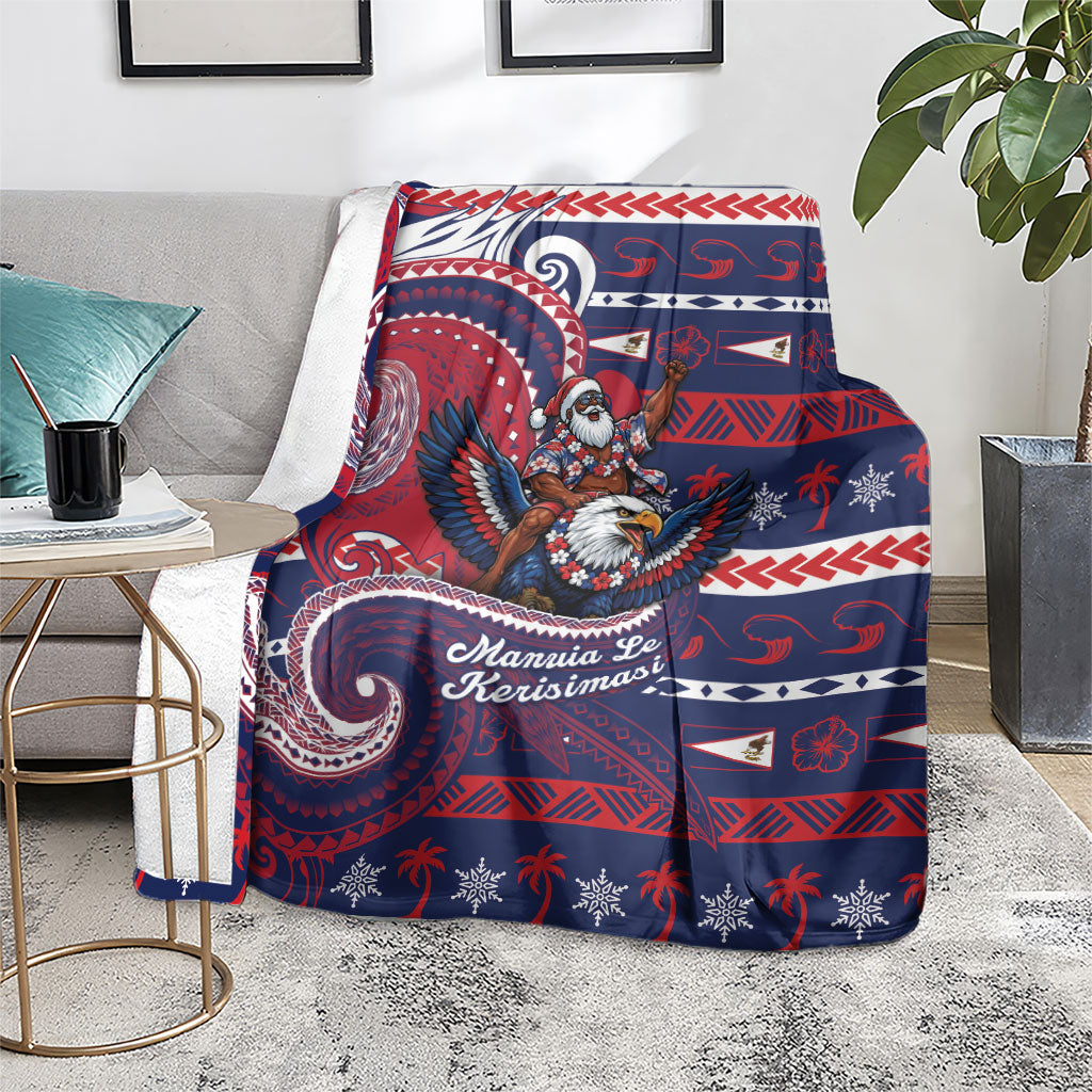 American Samoa Christmas Blanket Santa Riding Bald Eagle DT05 - Polynesian Pride