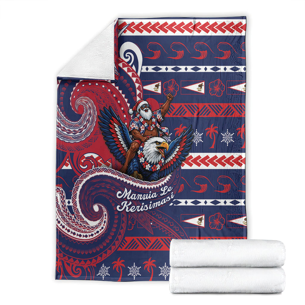 American Samoa Christmas Blanket Santa Riding Bald Eagle DT05 - Polynesian Pride