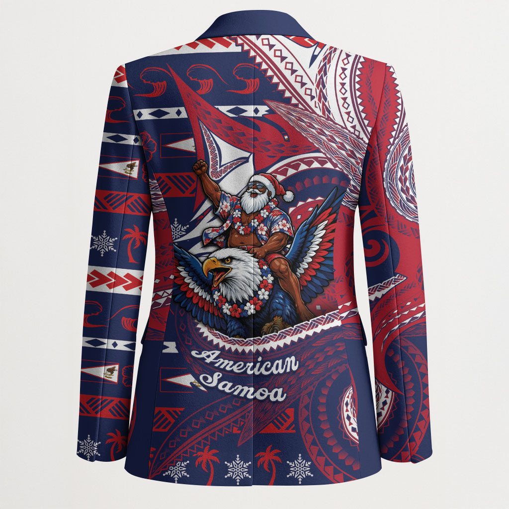American Samoa Christmas Blazer Santa Riding Bald Eagle DT05 - Polynesian Pride