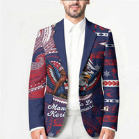 American Samoa Christmas Blazer Santa Riding Bald Eagle DT05 - Polynesian Pride