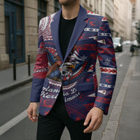 American Samoa Christmas Blazer Santa Riding Bald Eagle DT05 - Polynesian Pride