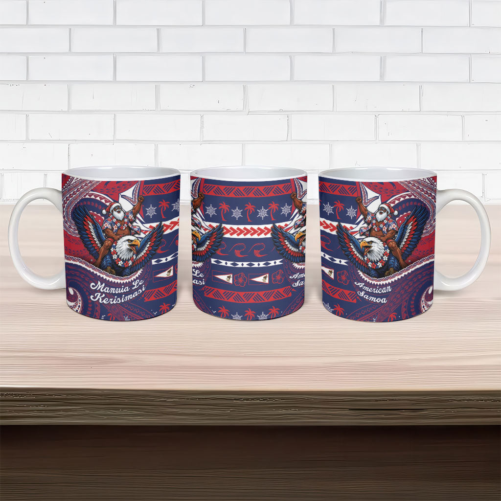 American Samoa Christmas Ceramic Mug Santa Riding Bald Eagle DT05 - Polynesian Pride