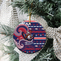 American Samoa Christmas Ceramic Ornament Santa Riding Bald Eagle DT05 - Polynesian Pride